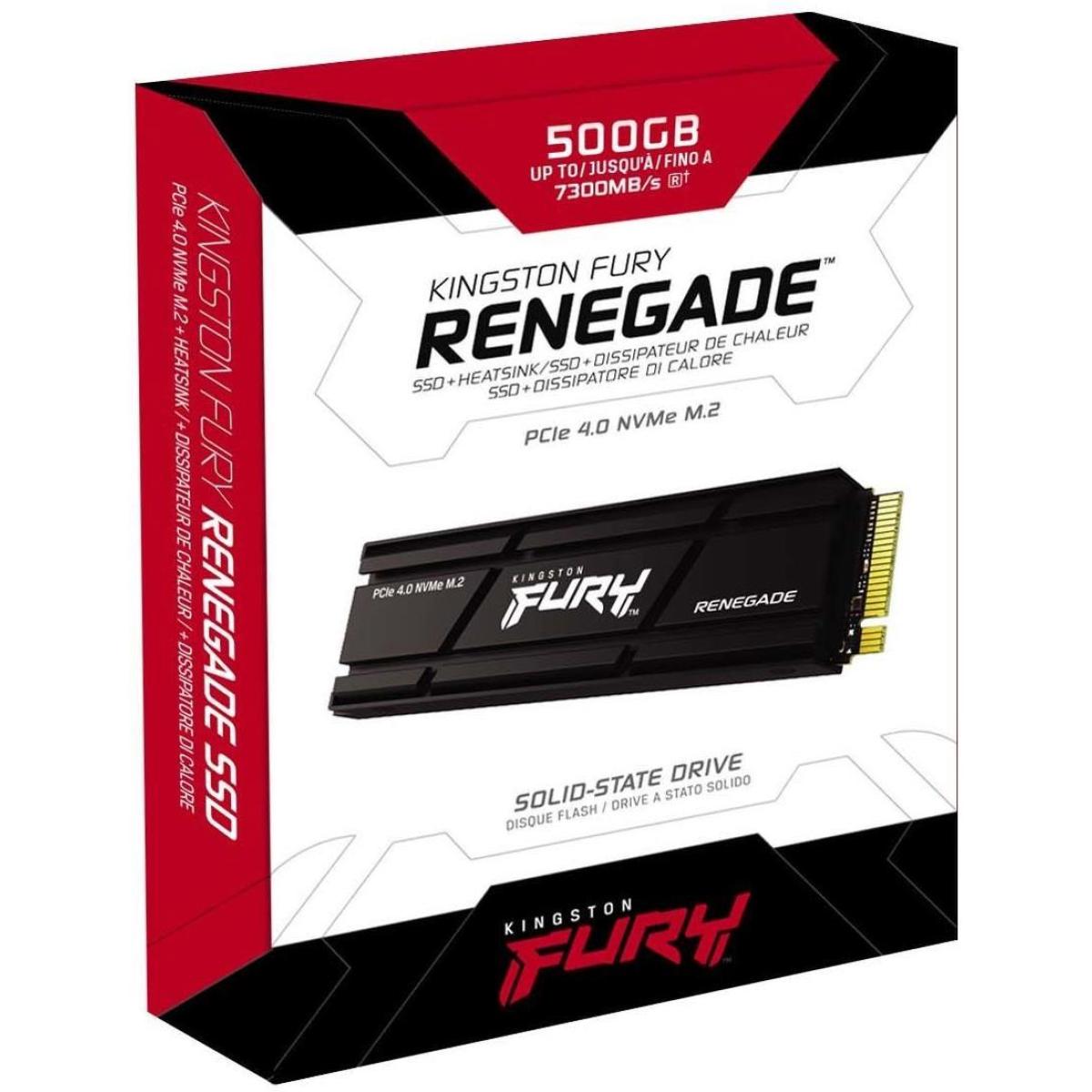 Kingston FURY Renegade 500GB PCIe 4.0 NVMe M.2 SSD up to 7,300MBs w Heatsink & PS5™ Ready