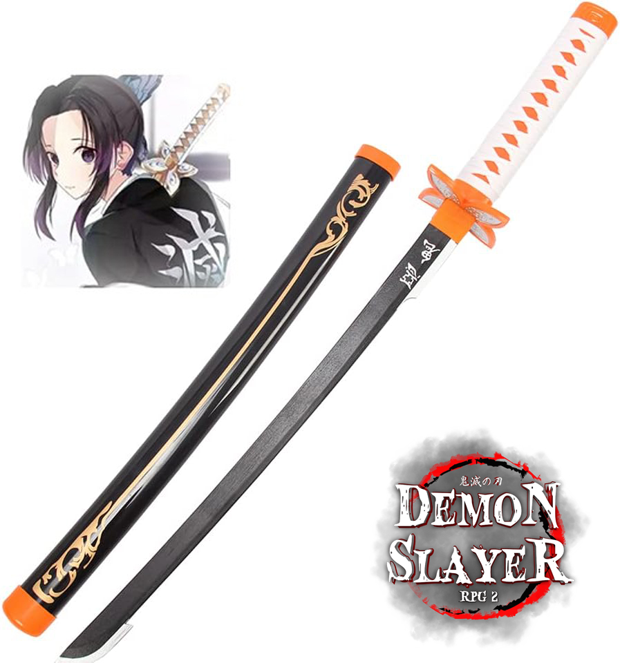 NMDNNJ Suitable for Demon Slayer, Kochou Shinobu, Japanese Katana, Anime Fans, Handmade, Anime Role Games, Swords, Exquisite Wood, Collectibles, Gift Selection