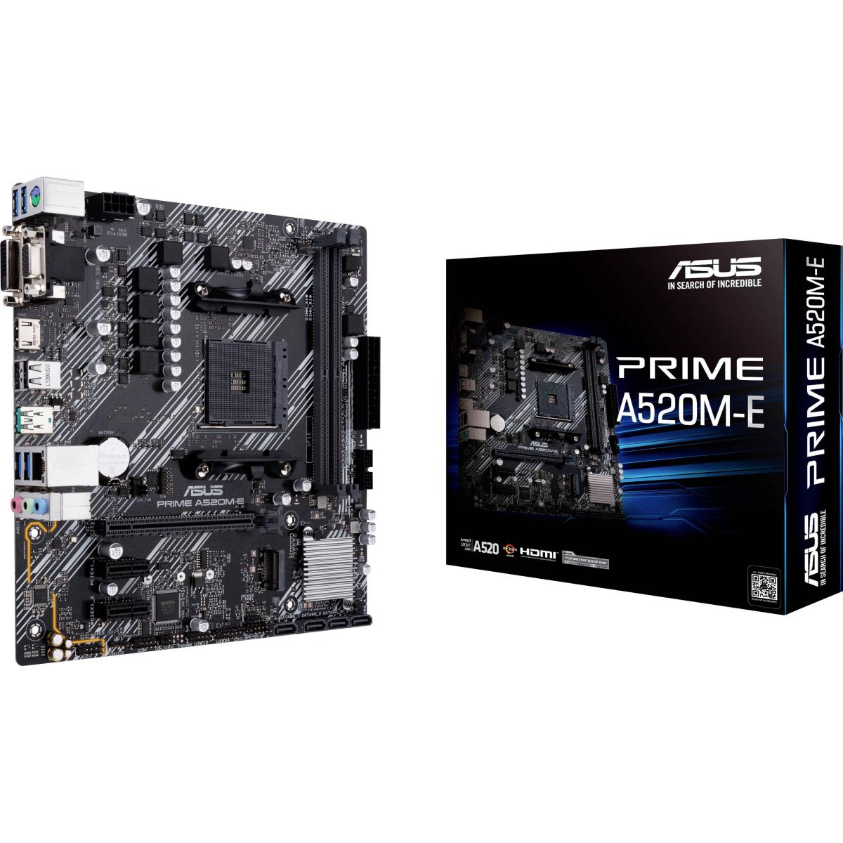 Asus Prime A520M-E AMD A520 (Ryzen AM4) Micro ATX Motherboard with M.2 Slot USB 3.2 Gen 2 Type-A