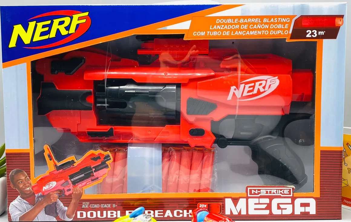 Nerf Gun 【Local COD NERF N-Strike Mega DoubleBreach Blaster W 20 Soft Bullets Automatic Battery Op Shopee Philippines