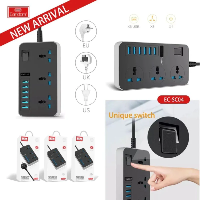earldom-sc04-eu-socket-3000w-6usb-ports-3-power-1a-200cm-pc-accessories-982