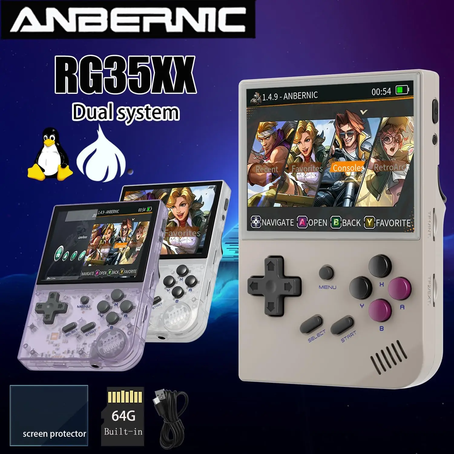 Anbernic-RG35XX-Retro-Handheld-Game-Console-Linux-and-Garlic-System-3-5-IPS-Screen-64G-5000